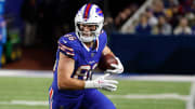 Buffalo Bills' tight end Dalton Kincaid (86) had 29 first downs in the 2023 regular season.