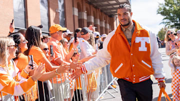 Tennessee wide receiver Bru McCoy (5) during the Vol Walk ahead of Tennessee's game against Alabama in Neyland Stadium on Saturday, Oct. 19, 2024.