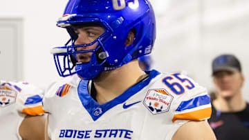 Boise State Broncos offensive tackle Hall Schmidt.