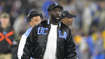 Nov 8, 2024; Pasadena, California, USA;  UCLA Bruins head coach DeShaun Foster on the sidelines during the second half against the the Iowa Hawkeyes at the Rose Bowl. Mandatory Credit: Jayne Kamin-Oncea-Imagn Images