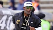 Nov 1, 2025; Boulder, Colorado, USA; Colorado Buffaloes head coach Deion Sanders before the game against the Arizona Wildcats at Folsom Field. 