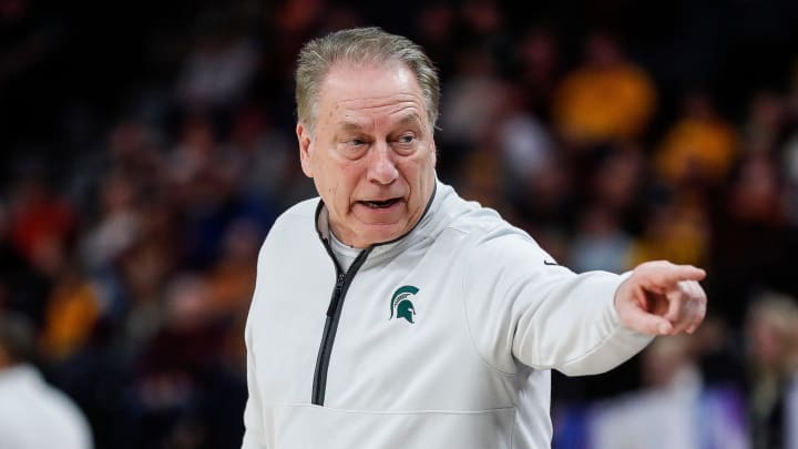 Michigan State head coach Tom Izzo during the second half of quarterfinal of Big Ten tournament against Purdue at Target Center in Minneapolis, Minn. on Friday, March 15, 2024.