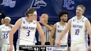 High Point University's Trae Benham reacts to a basket scored vs. Winthrop.