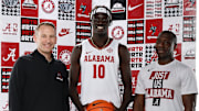 Taylor Bol Bowen With Alabama Head Coach Nate Oats and Assistant Coach Preston Murphy
