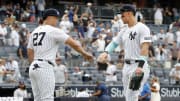 Los sluggers de los Yankees Giancarlo Stanton y Aaron Judge están en la lista de jugadores con 50 jonrones
