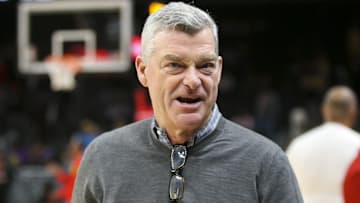 Atlanta Hawks owner Tony Ressler on the court before a game against the Los Angeles Lakers.