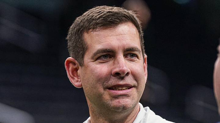 Boston Celtics general manager Brad Stevens on the court before the start of the game against the Dallas Mavericks at TD Garden on Feb 6, 2025.