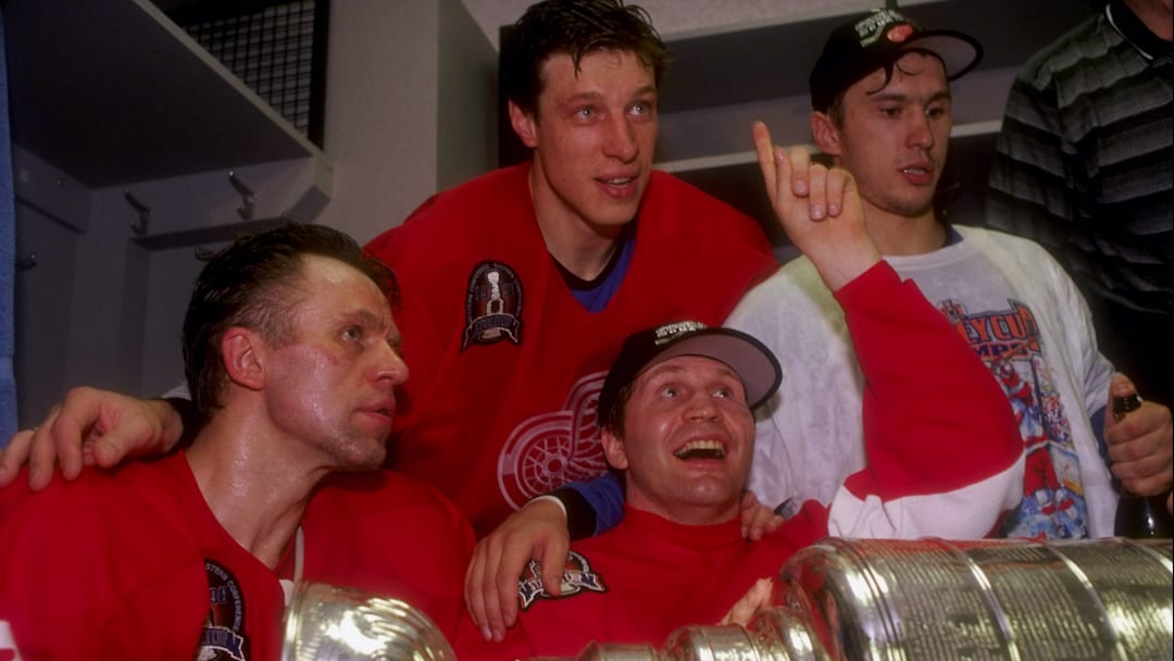 The Detroit Red Wings ushered a new era in the NHL by lining up a five-man unit made up entirely of Russian players.