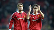 David Beckham and Gary Neville of Manchester United