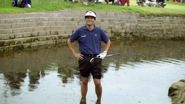 Jean Van de Velde of France still smiling despite finding the Barry Burn on the final hole of the 1999 British Open.