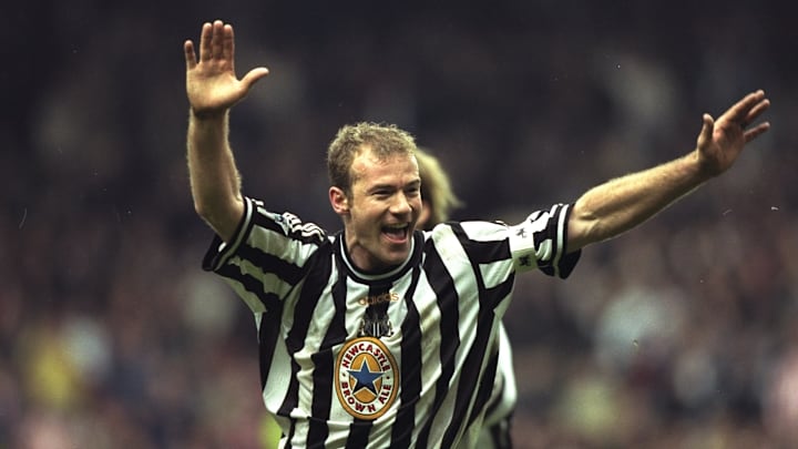 Alan Shearer celebrating scoring a goal