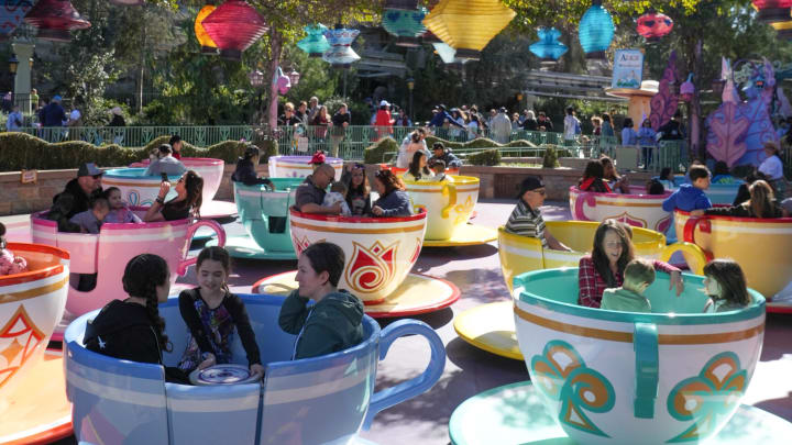 Guests ride Mad Tea Party at Disneyland in Southern California.

Xxx Sh Disney100 015 Jpg A Oth Usa