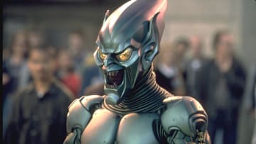 Willem Dafoe as the Green Goblin in Sam Raimi's Spider-Man (2002). 
