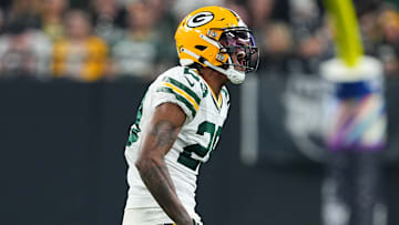 Cornerback Rasul Douglas during an NFL matchup between the Green Bay Packers and Las Vegas Raiders