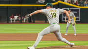 Oakland Athletics closer Mason Miller (19) throws in the ninth inning against Arizona Diamondbacks at Chase Field