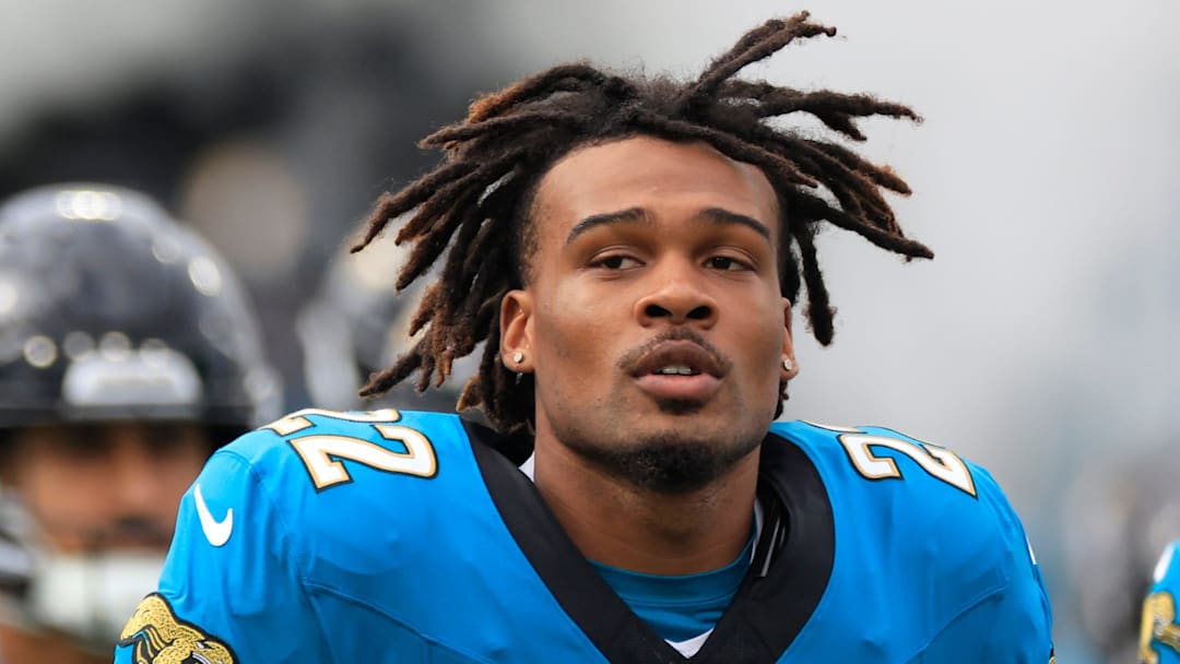 Jacksonville Jaguars cornerback Jarrian Jones (22) runs on the field before an NFL football matchup Sunday, Dec. 15, 2024 at EverBank Stadium in Jacksonville, Fla. [Corey Perrine/Florida Times-Union]