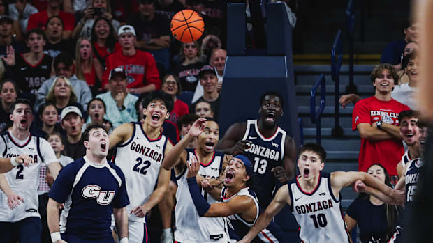The Gonzaga men’s basketball team at the 2024 Kraziness in the Kennel event.  