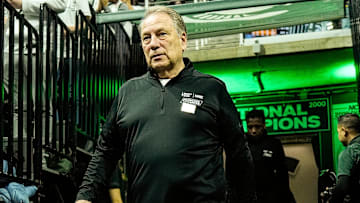 Michigan State head coach Tom Izzo takes the court for first half against Minnesota at Breslin Center in East Lansing on Tuesday, Jan. 28, 2025.