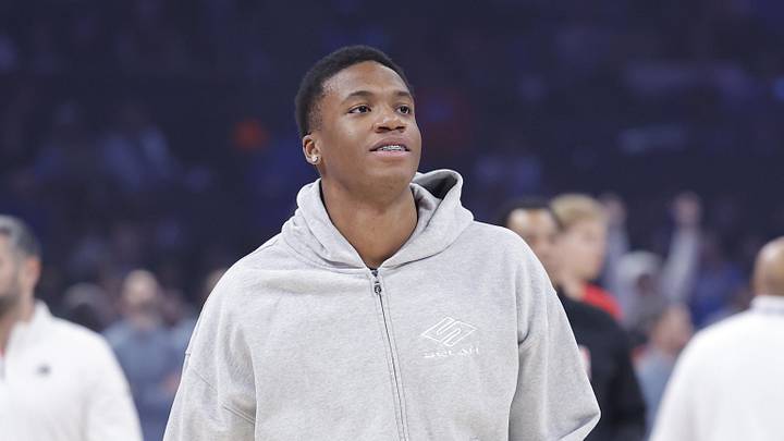 Jan 25, 2026; Oklahoma City, Oklahoma, USA; Oklahoma City Thunder center Thomas Sorber during warm ups before a game against the Toronto Raptors at Paycom Center. Mandatory Credit: Alonzo Adams-Imagn Images