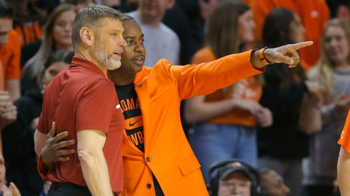 Oklahoma Sooners head coach Porter Moser and Oklahoma State Cowboys head coach Mike Boynton