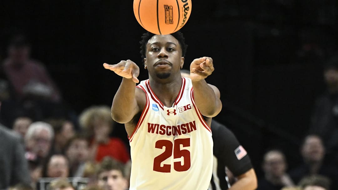 Mar 19, 2026; Portland, OR, USA; Wisconsin Badgers guard John Blackwell (25).