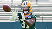 Green Bay Packers corner back Johnathan Baldwin (37) participates in the team's minicamp at Ray Nitschke Field. Mandatory Credit: Benny Sieu-Imagn Images
