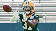 Green Bay Packers corner back Johnathan Baldwin (37) participates in the team's minicamp at Ray Nitschke Field. Mandatory Credit: Benny Sieu-Imagn Images