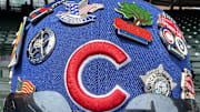 Jun 22, 2024; Chicago, Illinois, USA; Mario Mariano’s hat before the game between the Chicago Cubs and the New York Mets at Wrigley Field. Mandatory Credit: David Banks-Imagn Images