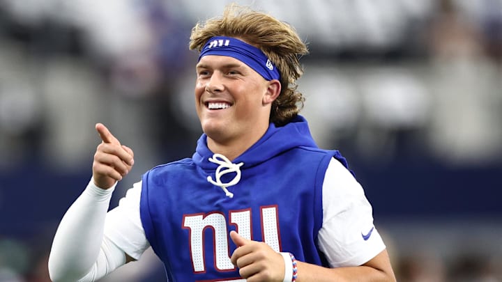 New York Giants quarterback Jaxson Dart will begin his NFL career as a starting quarterbck on Sunday when the Giants host the Chargers.