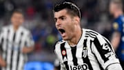 Alvaro Morata of Juventus FC celebrates after Alex Sandro of...