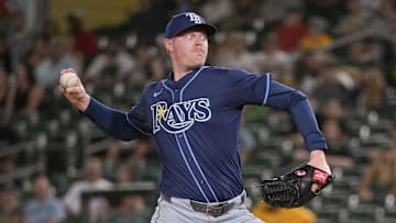 Aug 11, 2025; West Sacramento, California, USA; Tampa Bay Rays pitcher Pete Fairbanks (29) throws a pitch against the Athletics during the ninth inning at Sutter Health Park. Mandatory Credit: Ed Szczepanski-Imagn Images