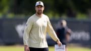 New Orleans Saints offensive coordinator Klint Kubiak looks on during the rookie minicamp