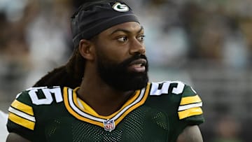 Former Green Bay Packers linebacker Za'Darius Smith (55) looks on the field during the fourth quarter against the New Orleans Saints at TIAA Bank Field.