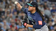 Seattle Mariners pitcher Luis Castillo throws during a game against the Toronto Blue Jays on April 20 at Rogers Centre.