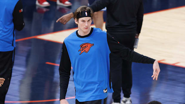 Oklahoma City Thunder center Branden Carlson. 