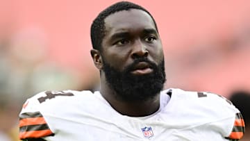 Aug 10, 2024; Cleveland, Ohio, USA; Cleveland Browns offensive tackle Hakeem Adeniji (74) after the game against the Green Bay Packers at Cleveland Browns Stadium. Mandatory Credit: Ken Blaze-Imagn Images