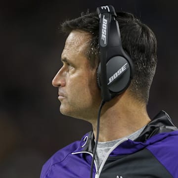 Dec 1, 2016; Minneapolis, MN, USA; Minnesota Vikings interim head coach Mike Priefer watches as his team plays the Dallas Cowboys in the first half at U.S. Bank Stadium. The Cowboys win 17-15. Mandatory Credit: Bruce Kluckhohn-Imagn Images