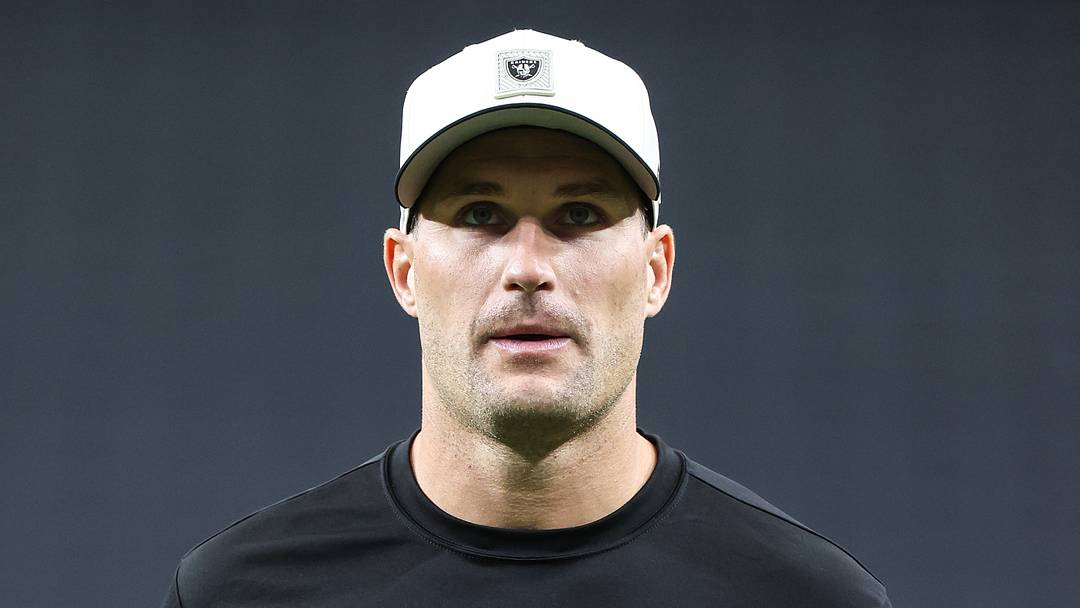 Aug 27, 2026; Paradise, Nevada, USA; Las Vegas Raiders quarterback Kirk Cousins (8)  warms up before the game against the San Francisco 49ers at Allegiant Stadium. Mandatory Credit: Christopher Trim-Imagn Images