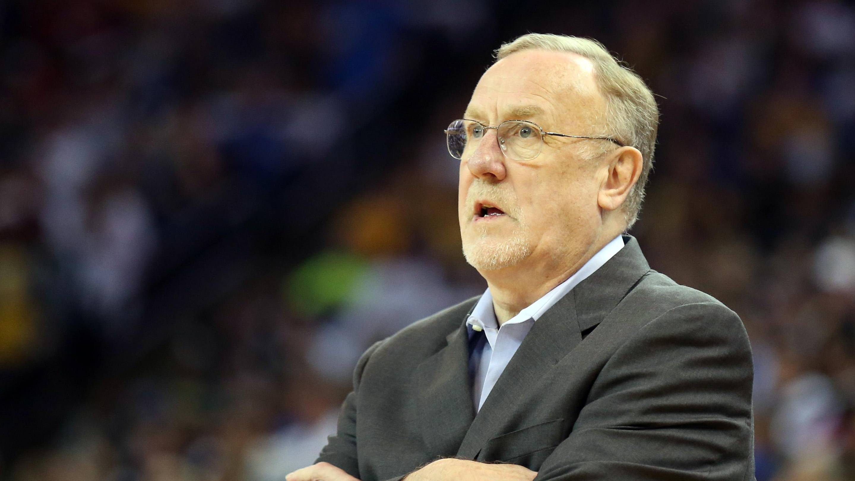 Apr 14, 2014; Oakland, CA, USA; Minnesota Timberwolves head coach Rick Adelman on the sideline during the first quarter against the Golden State Warriors at Oracle Arena. Mandatory Credit: Kelley L Cox-Imagn Images