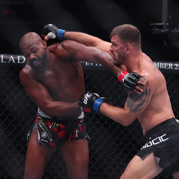 Jon Jones fighting Stipe Mioci