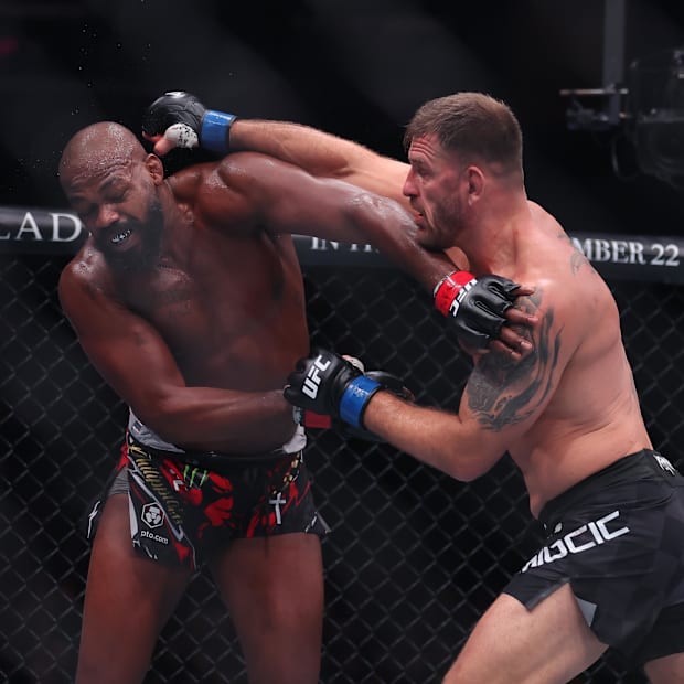 Jon Jones being punched by Stipe Miocic
