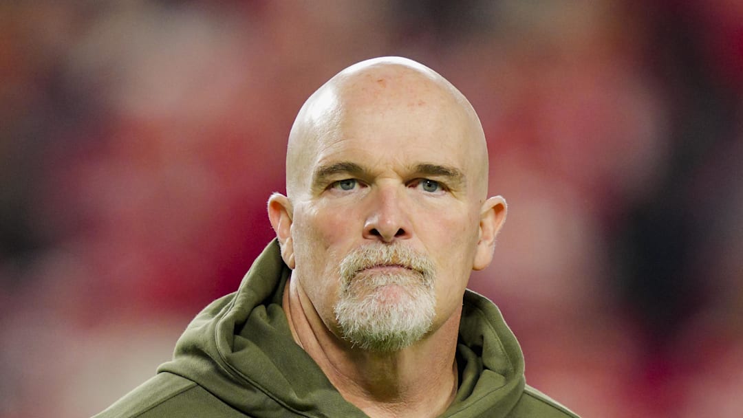 Oct 27, 2025; Kansas City, Missouri, USA; Washington Commanders head coach Dan Quinn prior to a game against the Kansas City Chiefs at GEHA Field at Arrowhead Stadium. Mandatory Credit: Jay Biggerstaff-Imagn Images
