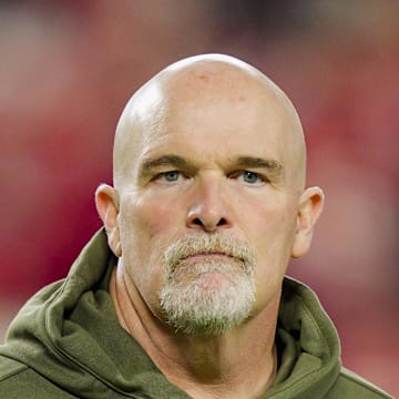Oct 27, 2025; Kansas City, Missouri, USA; Washington Commanders head coach Dan Quinn prior to a game against the Kansas City Chiefs at GEHA Field at Arrowhead Stadium. Mandatory Credit: Jay Biggerstaff-Imagn Images