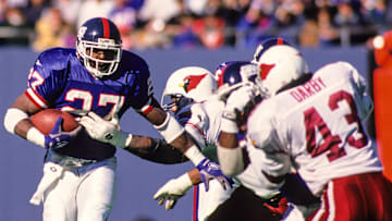 Nov 3, 1996; East Rutherford, NJ, USA; FILE PHOTO; New York Giants running back Rodney Hampton (27) in action against the Arizona Cardinals at Giants Stadium.  