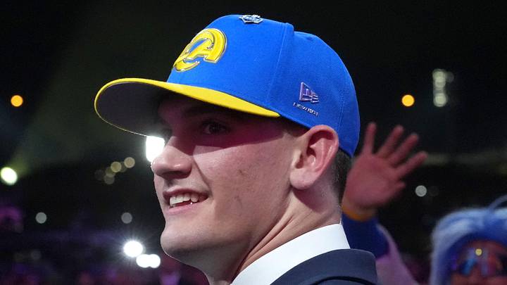 Alabama Crimson Tide quarterback Ty Simpson selected by the Los Angeles Rams. Mandatory Credit: Kirby Lee-Imagn Images