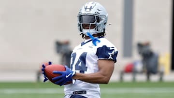 Jun 10, 2025; Arlington, TX, USA; Dallas Cowboys running back Jaydon Blue (34) goes through a drill during practice at the Ford Center at the Star Training Facility in Frisco, Texas. Mandatory Credit: Chris Jones-Imagn Images