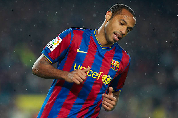 蒂埃里·亨利为巴塞罗那效力时的表现。