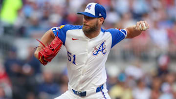 Apr 19, 2025; Atlanta, Georgia, USA; Atlanta Braves starting pitcher Chris Sale 