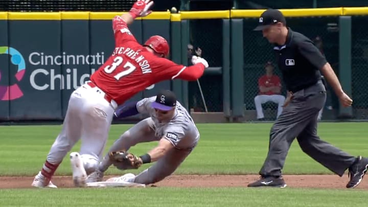 Reds catcher Tyler Stephenson got crafty on the base paths.