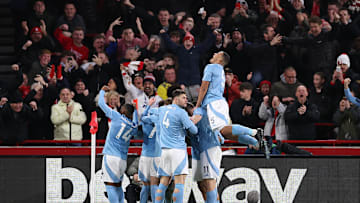 Nottingham Forest players celebrate against Brentford